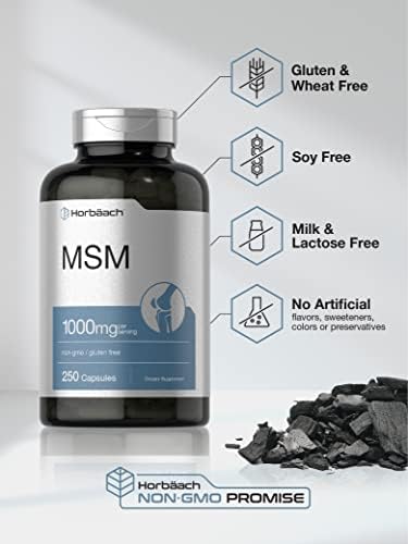 Cápsulas de Suplemento MSM Horbäach | 1000mg | 250 Contenido | Fórmula Sin OGM y Libre de Gluten | Metilsulfonilmetano - imagen 4