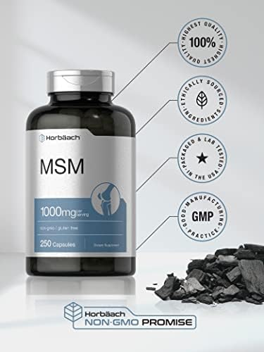Cápsulas de Suplemento MSM Horbäach | 1000mg | 250 Contenido | Fórmula Sin OGM y Libre de Gluten | Metilsulfonilmetano - imagen 5