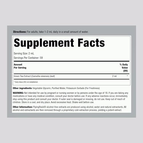 Extracto de Té Verde Líquido Piping Rock | 4 Oz | Suplemento Herbal Premium | Vegetariano | Sin Alcohol | No Transgénico, Sin Gluten - imagen 2