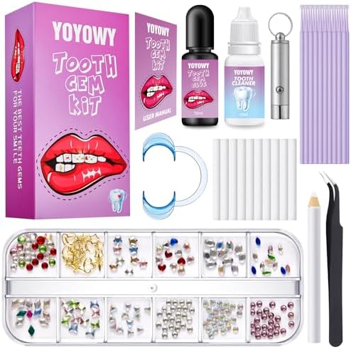 Kit de Joyas para Dientes YOYOWY, Gemas para Dientes con Pegamento y Luz, Kit Profesional DIY para una Sonrisa Brillante y a la Moda - imagen 1
