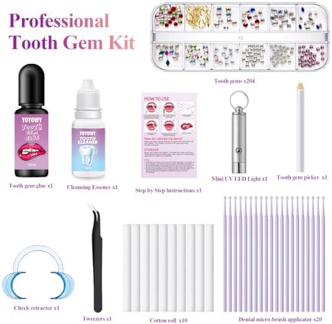 Kit de Joyas para Dientes YOYOWY, Gemas para Dientes con Pegamento y Luz, Kit Profesional DIY para una Sonrisa Brillante y a la Moda - imagen 2