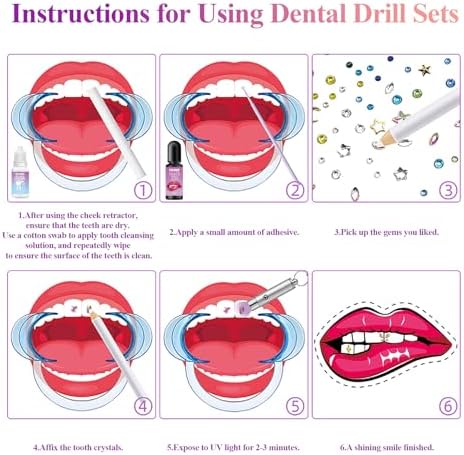 Kit de Joyas para Dientes YOYOWY, Gemas para Dientes con Pegamento y Luz, Kit Profesional DIY para una Sonrisa Brillante y a la Moda - imagen 5