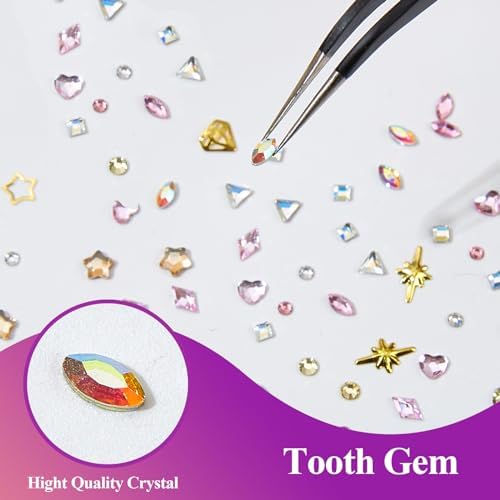 Kit de Joyas para Dientes YOYOWY, Gemas para Dientes con Pegamento y Luz, Kit Profesional DIY para una Sonrisa Brillante y a la Moda - imagen 6