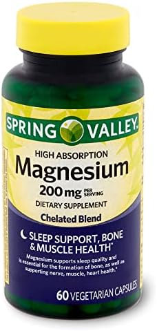 Magnesio de Alta Absorción Spring Valley 200 mg para Apoyo al Sueño, 60 Cápsulas + Tu Guía de Vitaminas - imagen 1