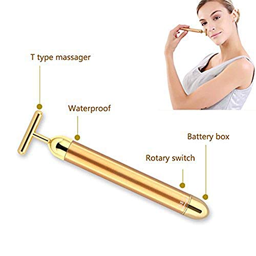 Beauty Bar Masajeador Facial Eléctrico 24k Golden Pulse, Herramienta T-Shape para Piel Sensible, Reafirmante y Elevador - imagen 3