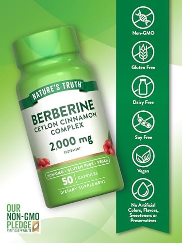 Berberina de Nature's Truth con Complejo de Canela de Ceilán | 50 Cápsulas Veganas | Suplemento Vegano, No GMO y Sin Gluten - imagen 3