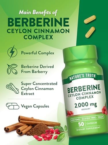 Berberina de Nature's Truth con Complejo de Canela de Ceilán | 50 Cápsulas Veganas | Suplemento Vegano, No GMO y Sin Gluten - imagen 5
