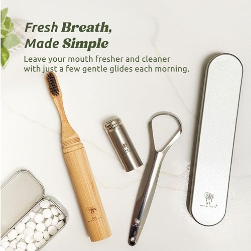 Me Mother Earth Juego de 2 Raspadores de Lengua de Acero Inoxidable para Adultos con 2 Estuches de Viaje – Limpiador Duradero para Cuidado Oral y - imagen 4