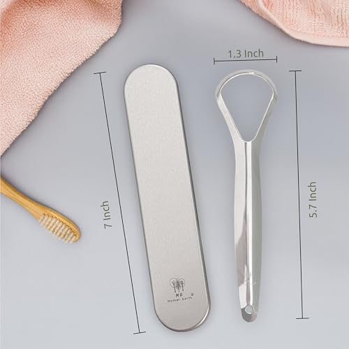 Me Mother Earth Juego de 2 Raspadores de Lengua de Acero Inoxidable para Adultos con 2 Estuches de Viaje – Limpiador Duradero para Cuidado Oral y - imagen 7