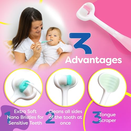 Cepillo de Dientes Extra Suave Trueocity para Niños, Set de 3 Cepillos para Bebés de 12 Meses en Adelante, Higiene Oral Sensory, Ideal para - imagen 2