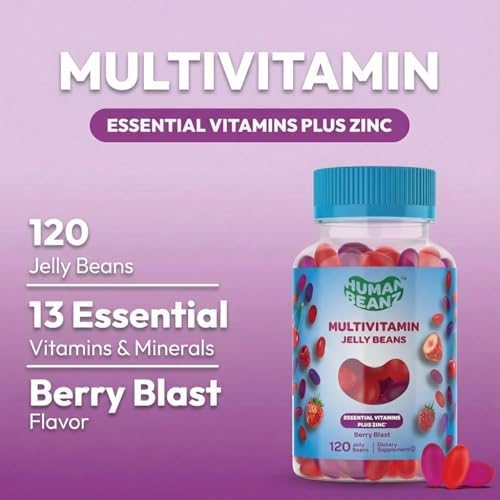 Gomitas de Multivitaminas Human Beanz con Zinc para Hombres y Mujeres, Suplemento Dietético Vegetariano, 120 Jelly Beans Sabor Frutos Rojos, Kosher - imagen 2