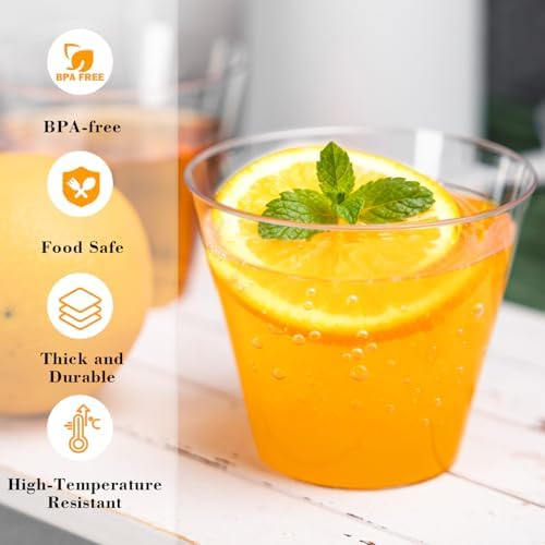 N9R 100 Piezas de Vasos Plásticos Transparentes de 9 oz para Bebidas Frías, Vasos Desechables Resistentes para Fiestas, Bodas y Eventos - imagen 3
