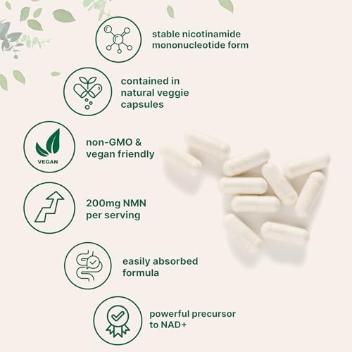 Micro Ingredients NMN 200mg por Porción | 120 Cápsulas Veganas – 60 Porciones | Suplemento de Nicotinamida Mononucleótido | Alternativa a NAD+ y NR, - imagen 3
