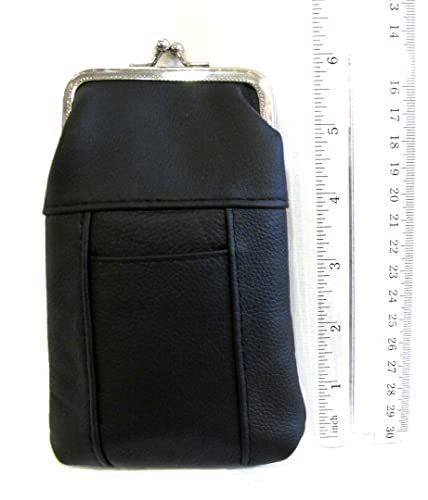 Estuche para Cigarrillos de Cuero 100% Genuino con Encendedor, Cierre de Metal, Diseño Delgado y Duradero - NEGRO - imagen 3