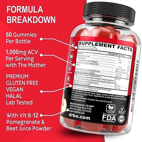 Gomitas de Vinagre de Sidra de Manzana ACV - Soporte Natural para Pérdida de Peso, Desintoxicación y Salud Digestiva - 1000MG con La Madre - imagen 6