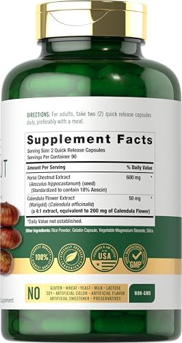 Extracto de Castaño de Indias Carlyle | 600mg | 180 Cápsulas | Suplemento Herbal | Sin OGM, Libre de Gluten - imagen 2