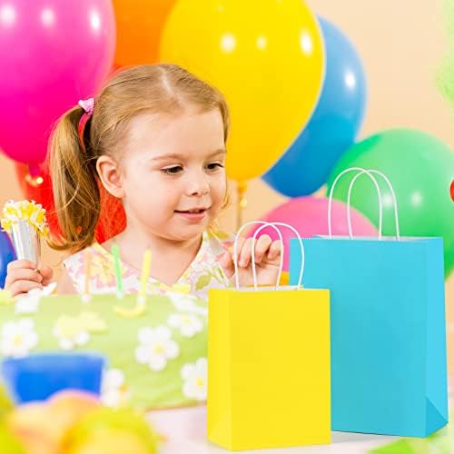Bolsa de Papel BagDream 24PCS para Fiestas, 6 Colores Arcoíris Asortidos, con Asa, 8x4.25x10.5, Ideal para Bodas y Cumpleaños - imagen 4