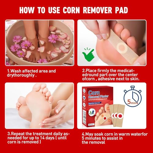 Removedor de Callos y Durezas para Dedos y Pies - Fórmula Extra Fuerte 40% Ácido Salicílico con Almohadillas (Paquete de 42) - imagen 7