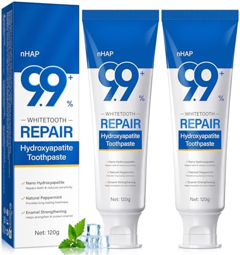 Pasta de Dientes de Hidroxiapatita, Cuidado del Esmalte, 2 Paquetes de 8.46 Oz, Menta Natural para Mayor Frescura, Fórmula No Irritante para Dientes - imagen 1