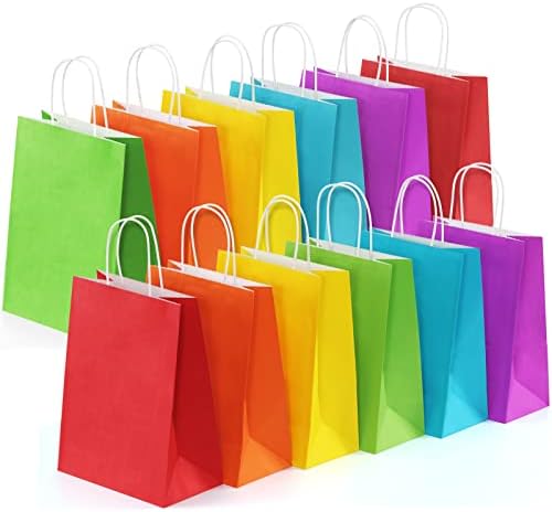 Bolsa de Papel Kraft BagDream 24 Piezas 10x5x13 con Asas en Colores Arcoíris para Fiestas, Bodas, Baby Shower, Cumpleaños y Regalos - imagen 1