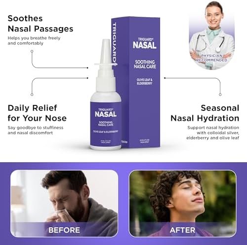 Spray Nasal TriGuard Plus con Plata Coloidal, Extracto de Hoja de Olivo y Extracto de Saúco | Tratamiento para Senos Nasales, 60ml, Hecho en EE. UU. - imagen 3