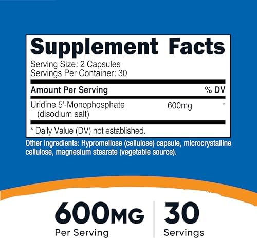 Nutricost Uridina Monofosfato (UMP) 60 Cápsulas, 600 mg por Porción - Vegano, 30 Porciones - imagen 2
