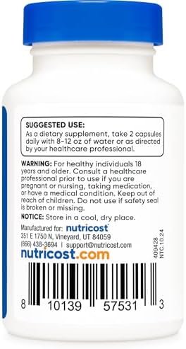 Nutricost Uridina Monofosfato (UMP) 60 Cápsulas, 600 mg por Porción - Vegano, 30 Porciones - imagen 4