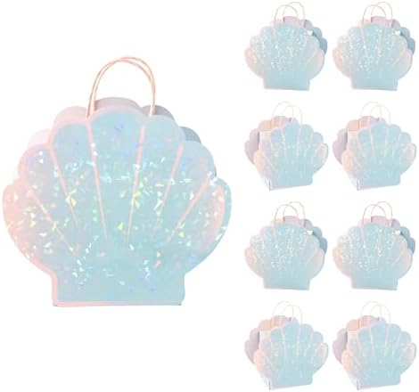 Decoraciones de Fiesta de Sirena Cheerland - Bolsas de Regalo de Concha para Cumpleaños Bajo el Mar, 8 Piezas, Tema Acuático y Playero - imagen 1