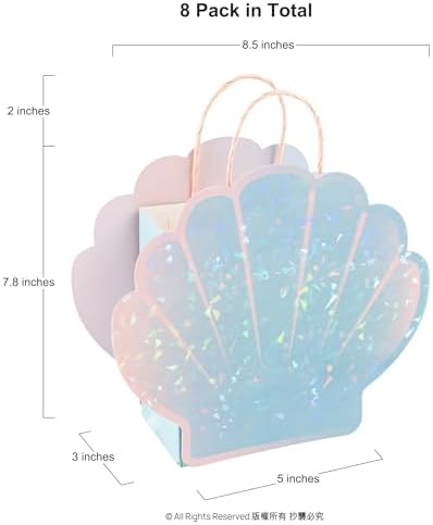 Decoraciones de Fiesta de Sirena Cheerland - Bolsas de Regalo de Concha para Cumpleaños Bajo el Mar, 8 Piezas, Tema Acuático y Playero - imagen 2