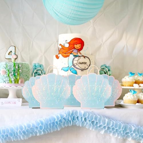 Decoraciones de Fiesta de Sirena Cheerland - Bolsas de Regalo de Concha para Cumpleaños Bajo el Mar, 8 Piezas, Tema Acuático y Playero - imagen 5