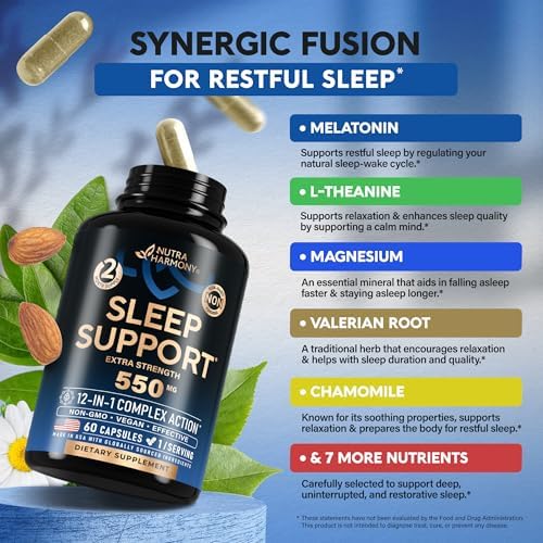 Píldoras para Dormir Adultos 550mg - Melatonina 3mg | Raíz de Valeriana | L-Teanina | Magnesio - Suplemento Natural para Dormir - No Crea Dependencia - imagen 4