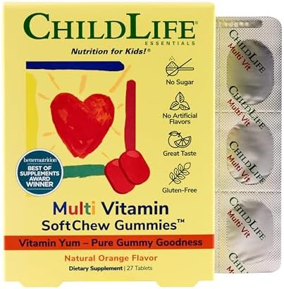 CHILDLIFE ESSENTIALS Gomas Masticables Multivitamínicas para Niños - Vitaminas Infantiles, Suplementos para Niños, Sabor Naranja Natural, 27 Tabletas - imagen 1