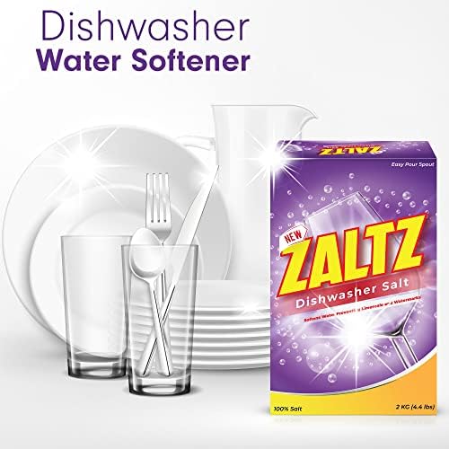 Sal de Lavavajillas Zaltz - Ablandador de Agua, Limpiador y Enjuague con Vertedor Fácil - Sal Real para Lavavajillas, Caja de 4.4 lb - imagen 2