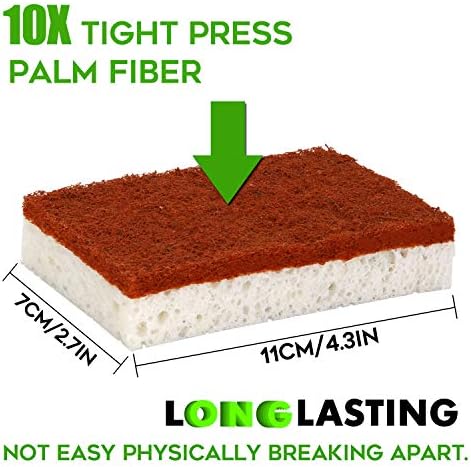 Esponjas de Limpieza Naturales a Base de Plantas, Paquete de 12, Esponjas de Palma Biodegradables y Compostables, Duraderas y Sin Olor para Lavado de - imagen 3