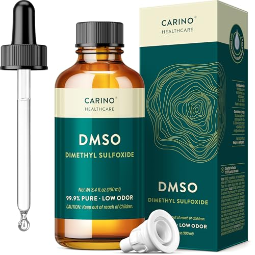 Carino HealthCare DMSO 99.9% Grado Farmacéutico - Dimetilsulfóxido Verificado FT-IR en Botella de Vidrio Ámbar con Pipeta y Tapón Dosificador 3.38 oz - imagen 1