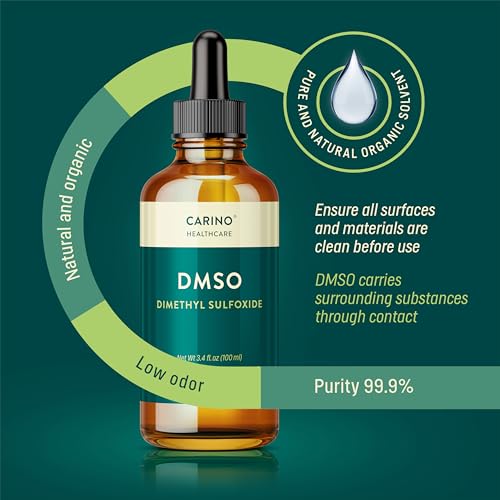 Carino HealthCare DMSO 99.9% Grado Farmacéutico - Dimetilsulfóxido Verificado FT-IR en Botella de Vidrio Ámbar con Pipeta y Tapón Dosificador 3.38 oz - imagen 3