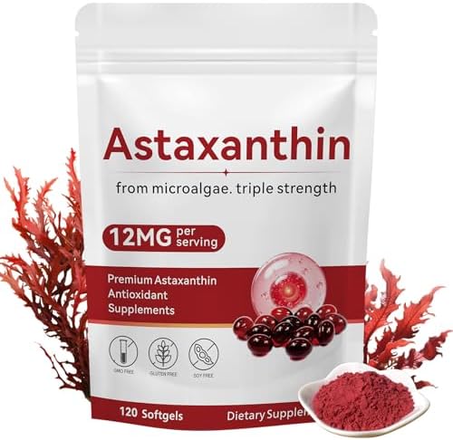 Axldrn Astaxantina 12mg, 120 Softgels, Suplemento Antioxidante Premium que Apoya la Salud Ocular, de la Piel, Inmunidad y Circulación Interna - imagen 1