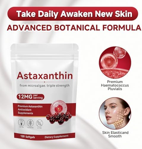 Axldrn Astaxantina 12mg, 120 Softgels, Suplemento Antioxidante Premium que Apoya la Salud Ocular, de la Piel, Inmunidad y Circulación Interna - imagen 3