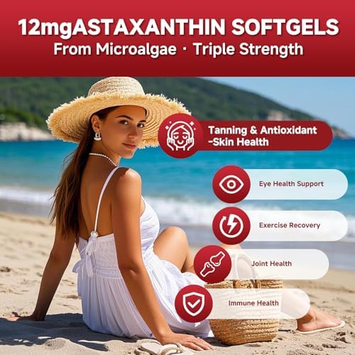 Axldrn Astaxantina 12mg, 120 Softgels, Suplemento Antioxidante Premium que Apoya la Salud Ocular, de la Piel, Inmunidad y Circulación Interna - imagen 4
