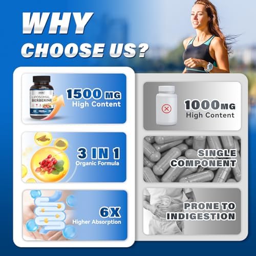 Suplemento Liposomal de Berberina URDRU 1500mg 3 en 1 - con Canela de Ceilán y Gymnema, Cápsulas de Berberina de Alta Biodisponibilidad para Hombres - imagen 8