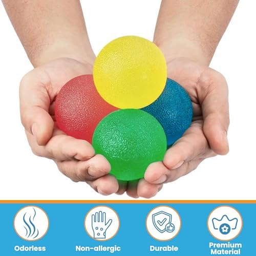 Pelotas de Ejercicio de Mano FlintRehab Premium - Set de 4 para Alivio de Estrés/Dolor por Síndrome del Túnel Carpiano, Pelotas Antiestrés para Niños - imagen 3