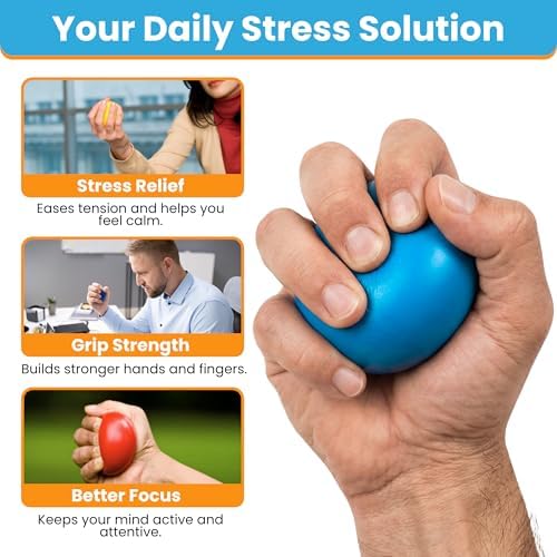 Pelotas de Ejercicio de Mano FlintRehab Premium - Set de 4 para Alivio de Estrés/Dolor por Síndrome del Túnel Carpiano, Pelotas Antiestrés para Niños - imagen 4