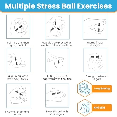 Pelotas de Ejercicio de Mano FlintRehab Premium - Set de 4 para Alivio de Estrés/Dolor por Síndrome del Túnel Carpiano, Pelotas Antiestrés para Niños - imagen 7