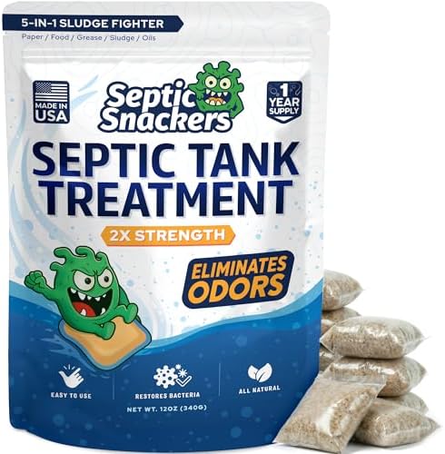 Podos Tratamiento de Tanque Séptico Eliminadores de Olores - 12 Meses de Suministro - 2X Fuerza - Previene Respalos y Reparaciones - Septic Snackers - imagen 1