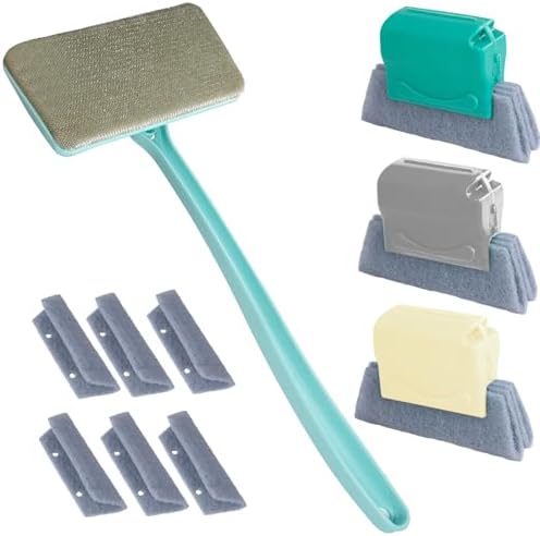 Kit de Limpieza para Pantallas de Ventana – Cepillo para Malla + 3 Cepillos para Ranuras y 6 Paños de Repuesto – Mango Extensible de 14.8″, Uso - imagen 1