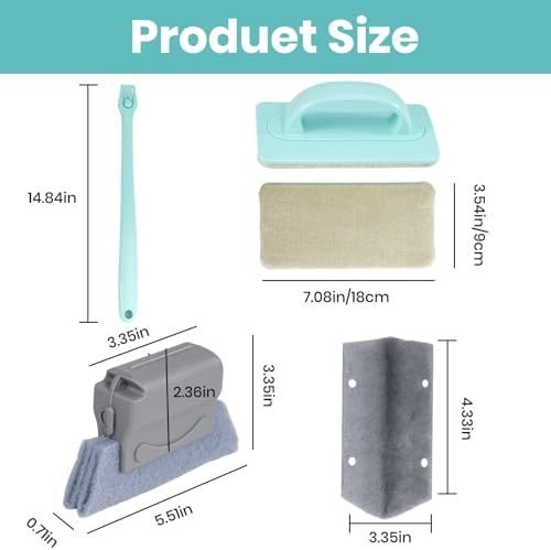 Kit de Limpieza para Pantallas de Ventana – Cepillo para Malla + 3 Cepillos para Ranuras y 6 Paños de Repuesto – Mango Extensible de 14.8″, Uso - imagen 2