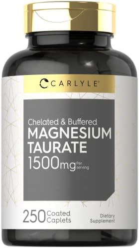 Carlyle Taurato de Magnesio 1500mg | 250 Tabletas | Suplemento Vegetariano, No GMO y Sin Gluten, Quelado y Amortiguado - imagen 1