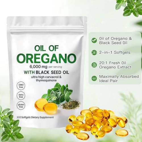 Cápsulas de Aceite de Orégano ZEYARUIBO con Aceite de Semilla Negra – 2 en 1, Orgánico, 300 Contenidos | Vegano, Sin OGM | Apoya el Bienestar y el - imagen 5