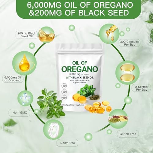 Cápsulas de Aceite de Orégano ZEYARUIBO con Aceite de Semilla Negra – 2 en 1, Orgánico, 300 Contenidos | Vegano, Sin OGM | Apoya el Bienestar y el - imagen 7