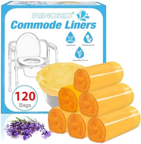 Forros desechables para inodoro portátil, 120 piezas, olor a lavanda, bolsas de desecho para adultos, ajuste universal - imagen 1